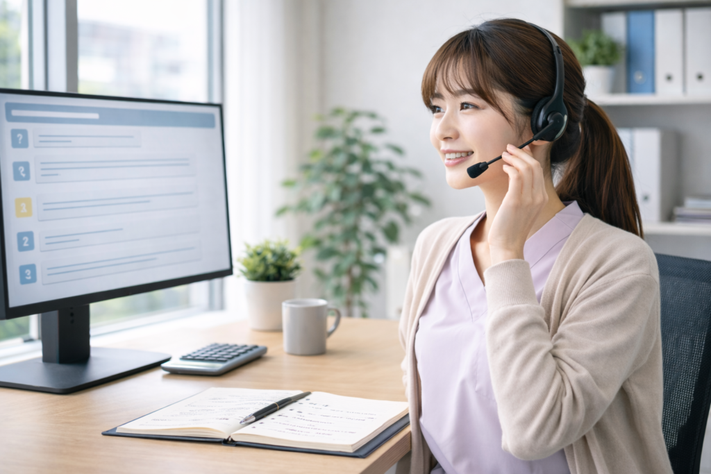 介護職の疑問に答える女性