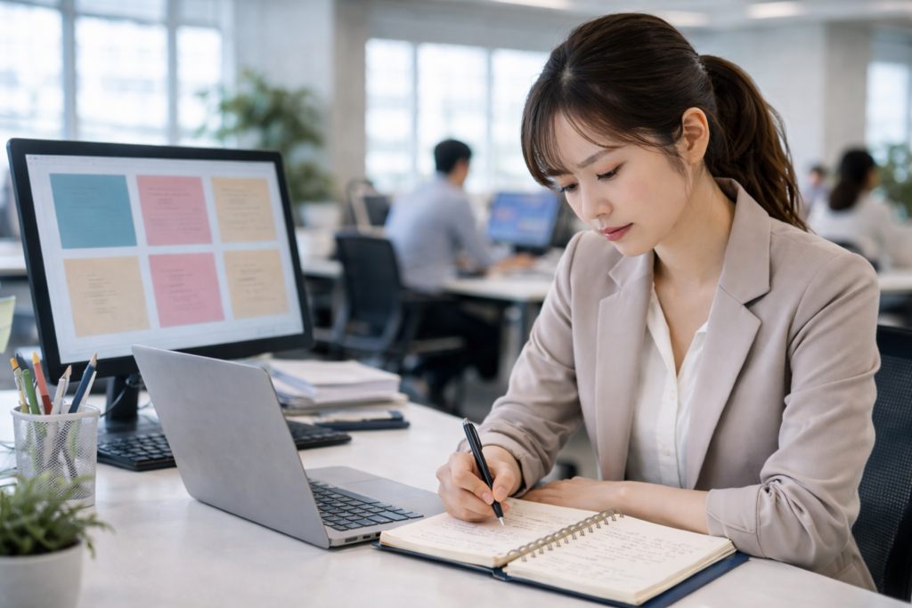 転職の判断ポイントを整理している女性