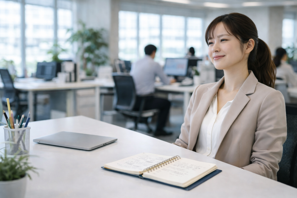 考えを整理して納得した表情の女性