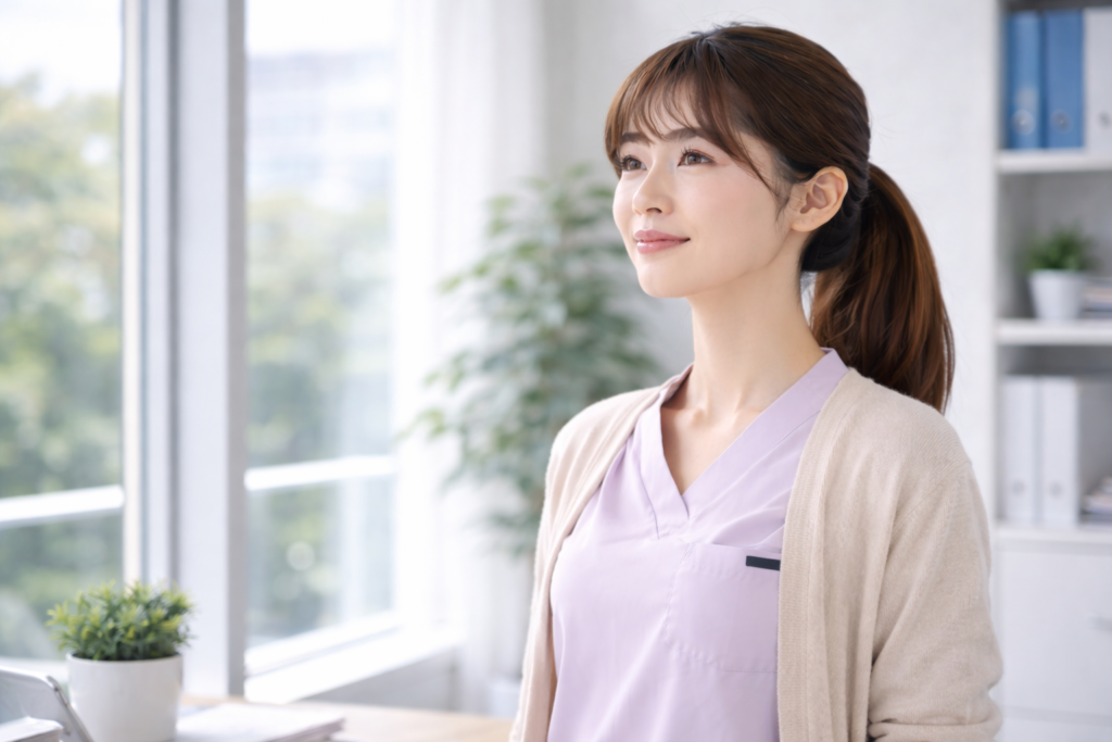 人手不足の未来や働き方の変化に希望を持つ女性会社員